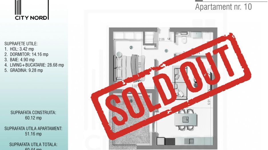 Apartament 2 camere cu 10mp gradina-51 mp- CITY NORD Stefan cel mare - Poză 1