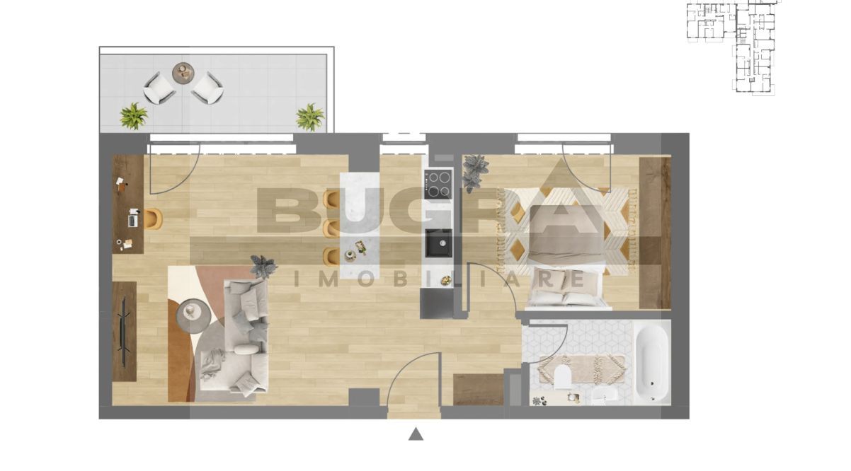 Apartament 2 camere, 54mp, balcon, garaj, zona C. Coposu - Poză 1