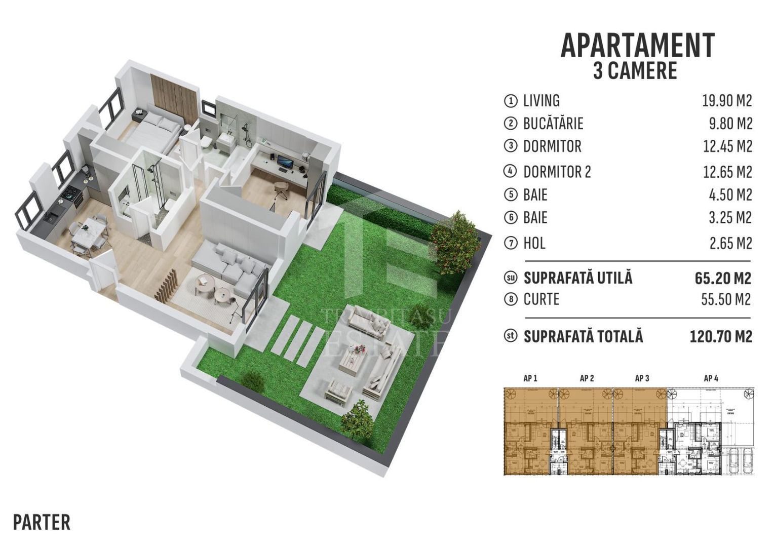 Apart.  cu CURTE ! Parcare + 2 BAI! In Prelungirea Ghencea! TVA inclus - Schiță 20