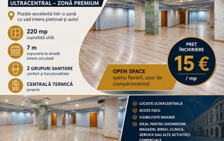 DE INCHIRIAT - SPAȚIU COMERCIAL 220 mp, TRAFIC INTENS, VASLUI - zona CENTRALA;