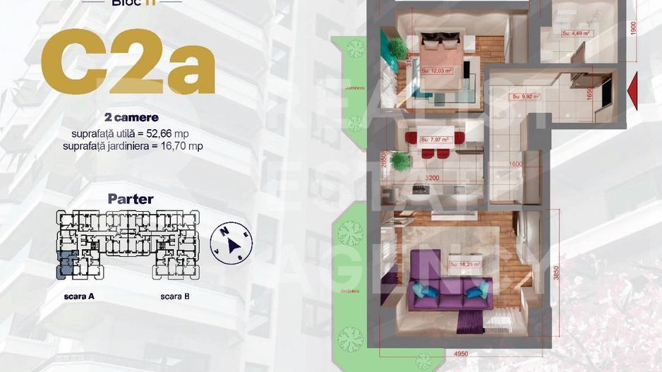 Apartament cu 2 camere, de tip C2 - Royal Town Copou - Poză 1