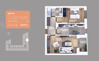 2 camere– Titan – Auchan 1 Decembrie 1918- Metrou Titan - Schiță 17