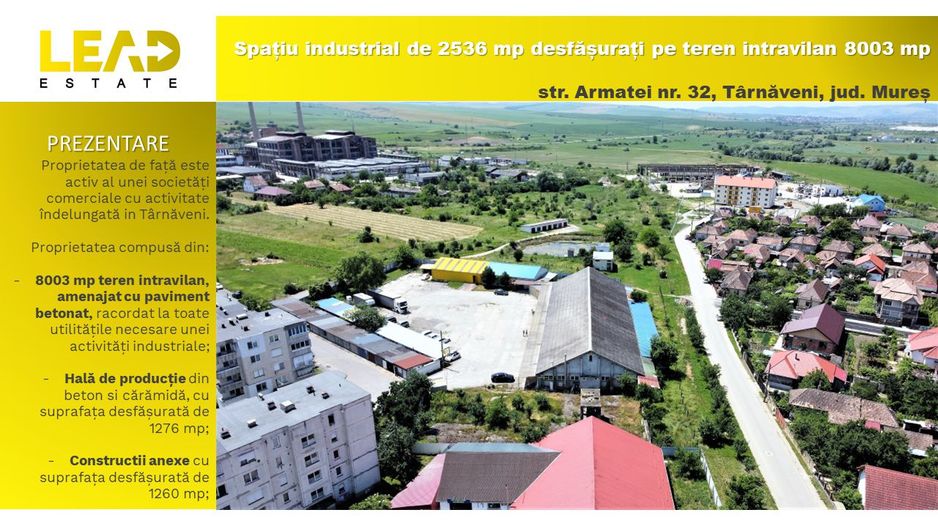 REPOZITIONARE PRET! Constructie 2574 mp, teren 8000 mp Târnăveni! - Poză 2
