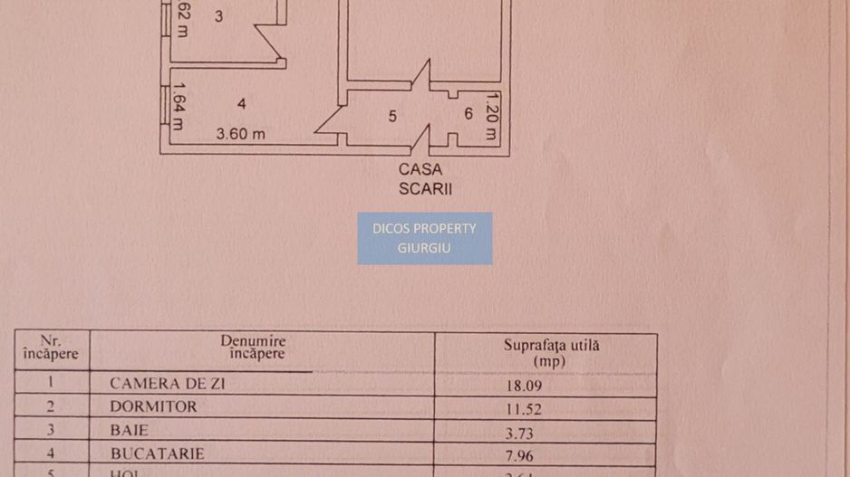 Apartament 2 camere, central, parter – Giurgiu - Schiță 7