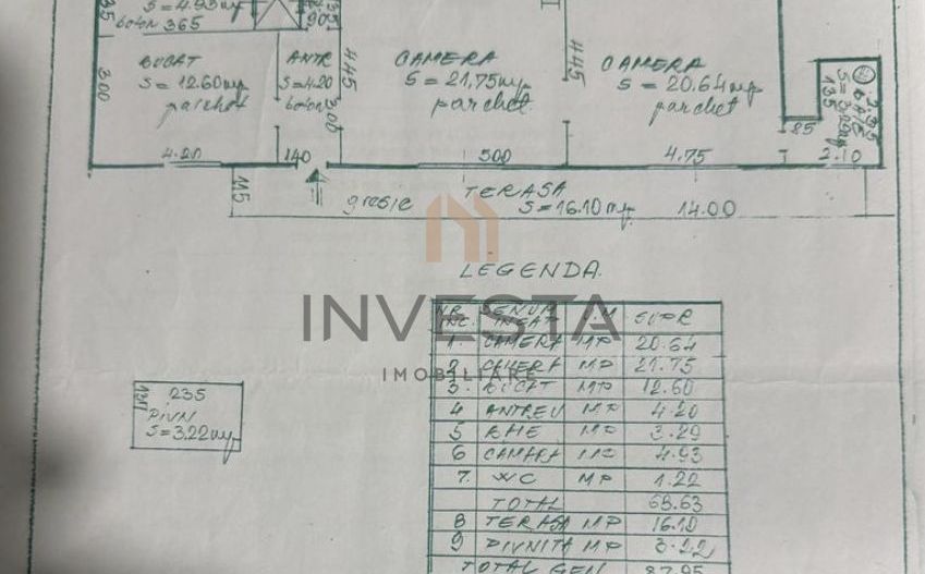Apartament cu 3 camere si balcon, in Centru, langa Tribunal! - Schiță 3