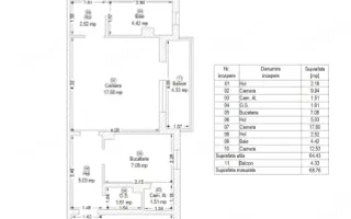 Apartament cu 3 camere Aradului cu centrala - Schiță 12