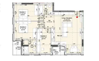 Apartament 4 camere, 2 bai, lift si parcare - Poză 14