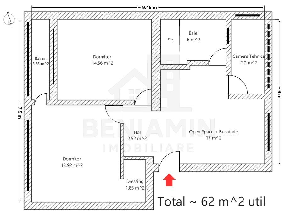 3 Camere-Mobilat-Utilat-60mp-Centrala Termica-Zona Grivitei - Poză 8