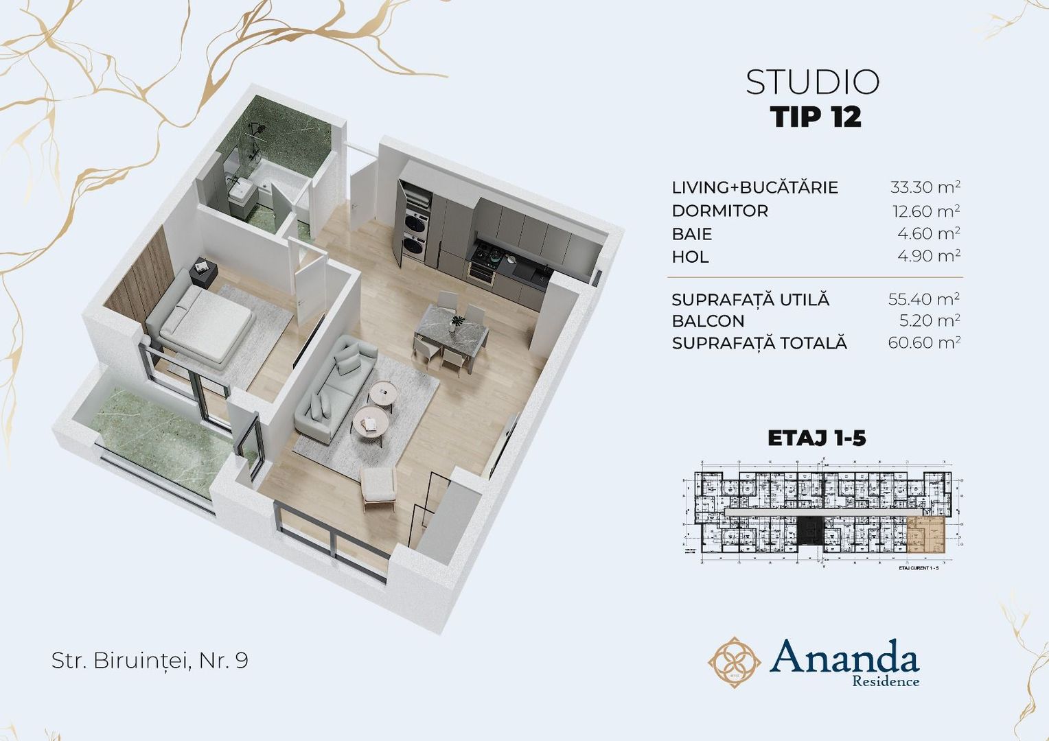 Studio foarte spatios, ideal locuința, direct dezvoltator - Poză 1