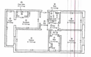 Comision 0% | 3 camere | decomandat | 2 bai | balcon | gata de locuit - Schiță 15