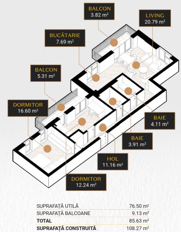 APARTAMENT 3 CAMERE PREMIUM | UNIRII | BLOC NOU - Poză 7
