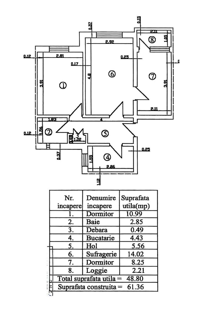 Apartament cu 3 camere, etaj 4, mobilat, zona CENTRU - BUIUM; - Poză 10