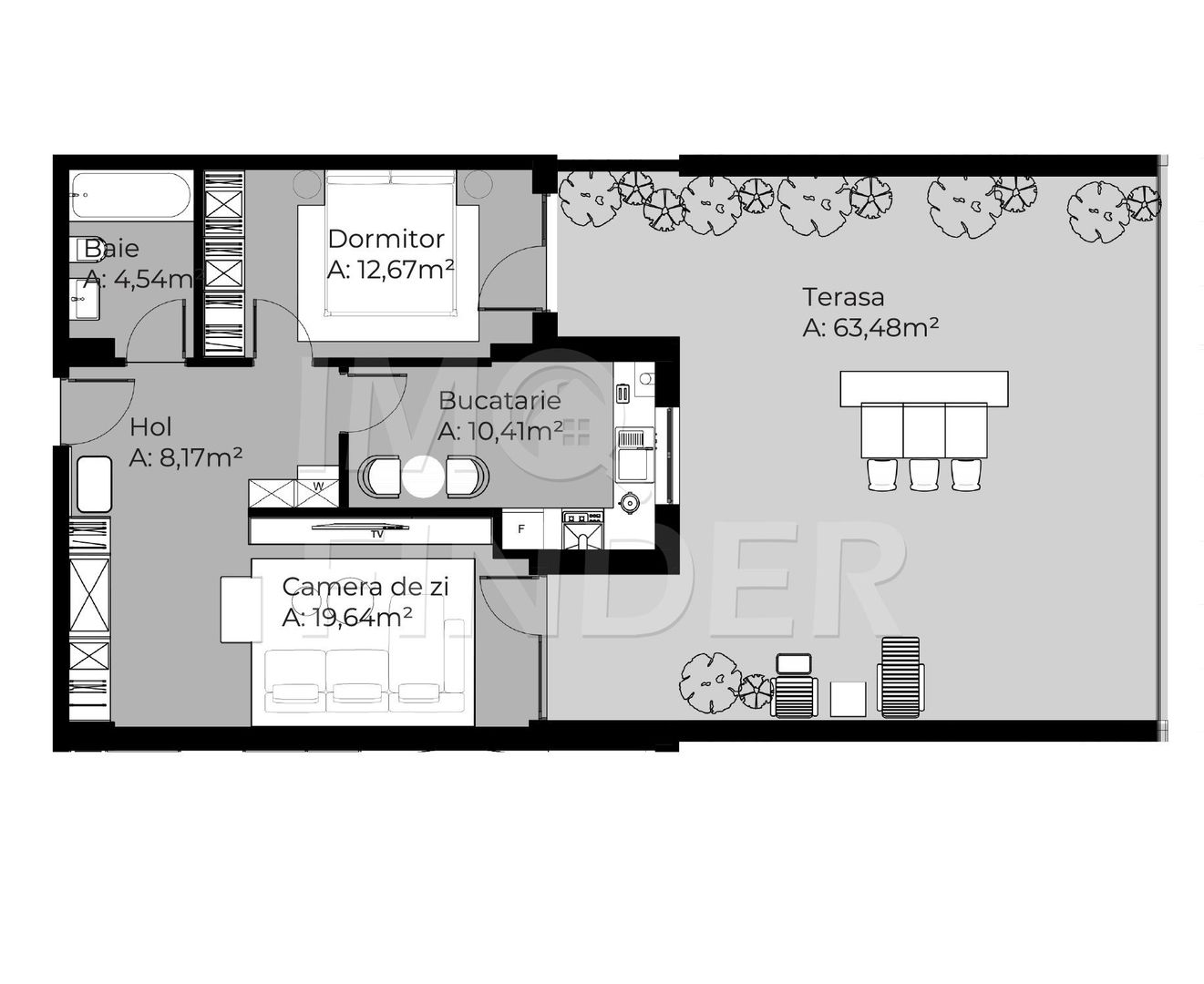 Apartament 2 camere, zona Soporului, 55.43 mp plus 63.48 mp terasa - Poză 2