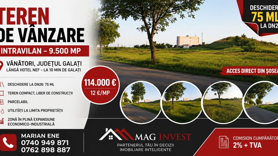 Vânzare teren intravilan – 9.500 mp, DN26 -Padurea Garboavele, Tulucesti - Poză 1