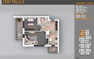Ap 2 Camere | 66 mp Total | 2 Balcoane | Comision 0% - metrou Teclu - Poză 1