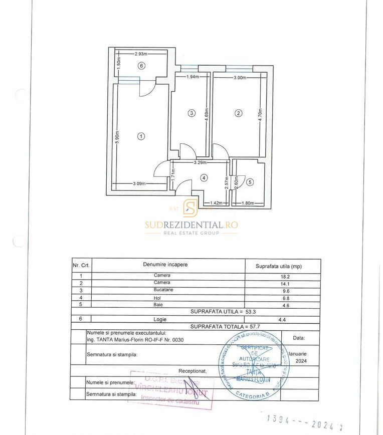 Apartament 2 camere, 53mp + balcon, Grand Arena, finalizat 2024 - Schiță 9