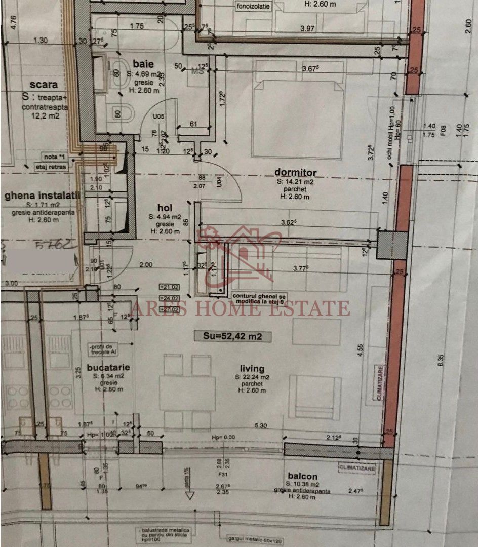 Apartament 2 camere modern – încălzire pardoseală, Aradului - Schiță 11