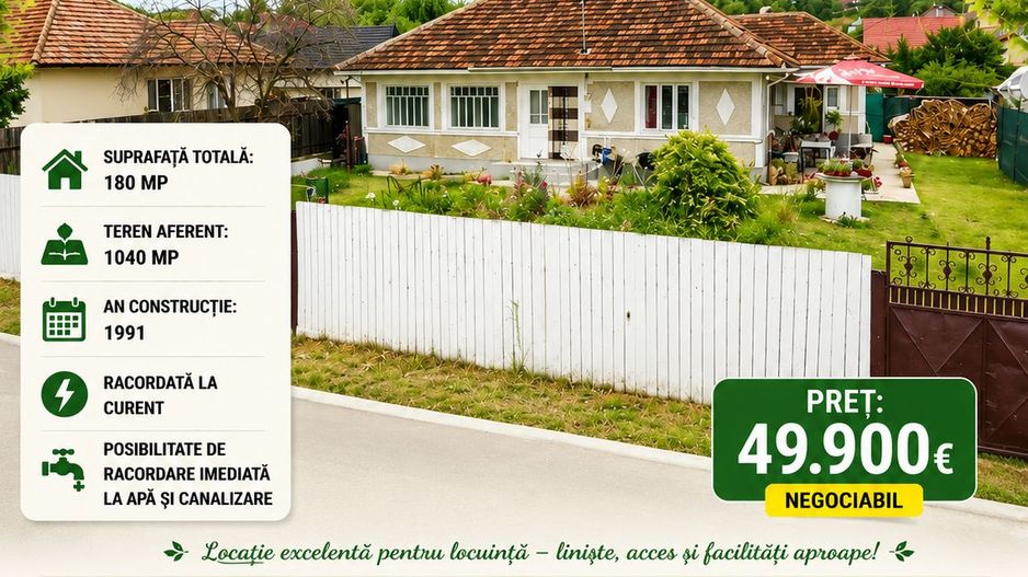 CASĂ individuală cu teren 1.040 mp, zona SATU-NOU, la 5 km de VASLUI; - Poză 1