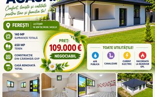 CASA individuala nouă, cu teren 650 mp, localitatea FEREȘTI - VASLUI; - Poză 1