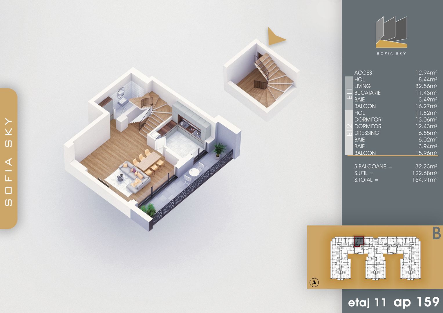 Duplex 3 camere cu dressing si 3 bai la 700 m de M Nicolae Teclu Titan Pallady - Schiță 7