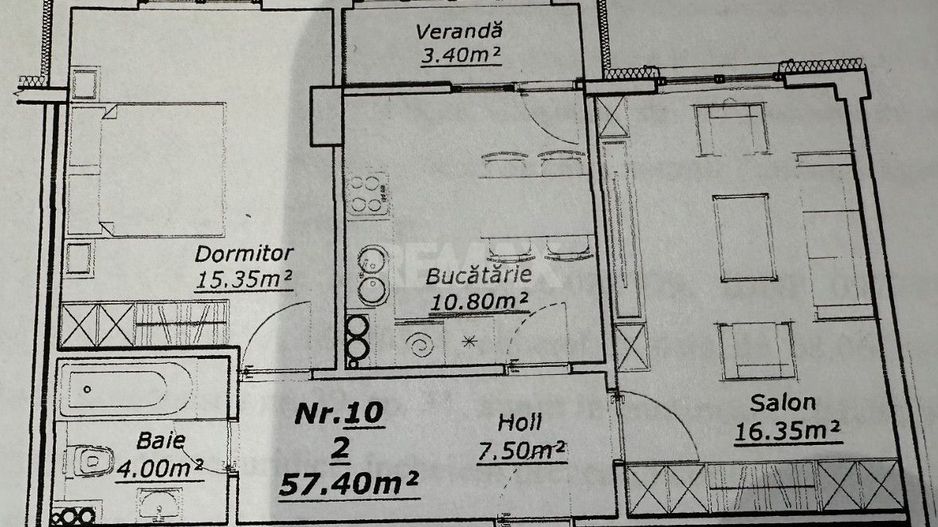 Apartament cu 2 camere în centrul Chișinăului | Lev Tolstoi | Complet mobilat și utilat - Schiță 13
