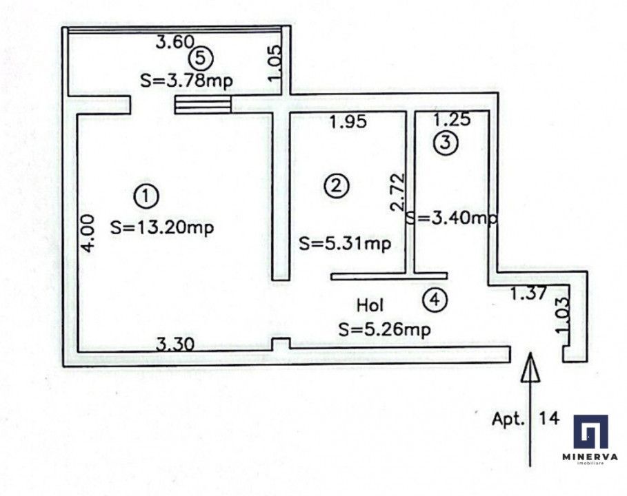 Apartament SPATIOS  cu o camera | Bd Dambovita | comision 0 - Schiță 24