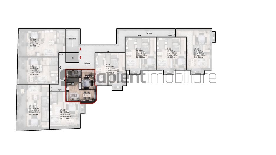 De vânzare apartament 2 camere, ultracentral, semifinisat - Poză 6