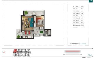 Ap 2 camere | Etaj 3 | 2 balcoane | Depozitări | Pallady - Schiță 8