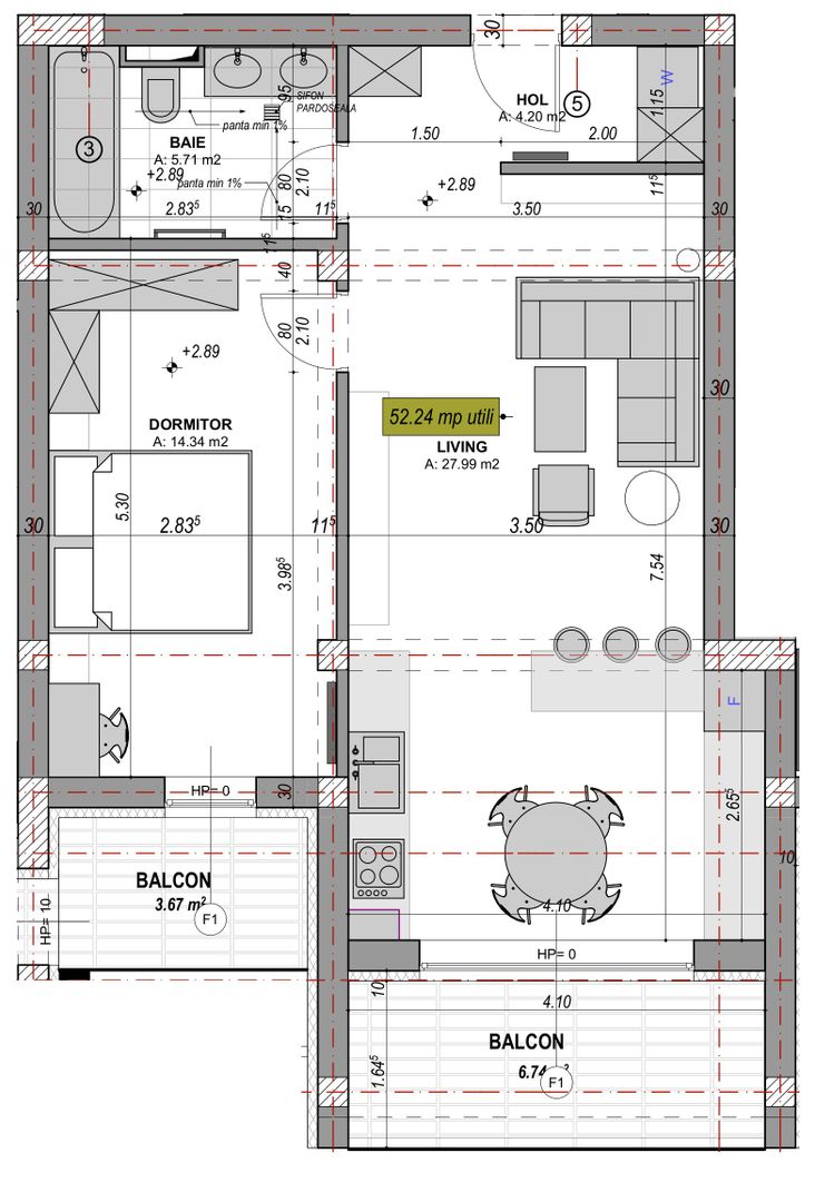 Apartament cu 2 camere, mobilat complet, terasă 10.42 - întabulat - Poză 11