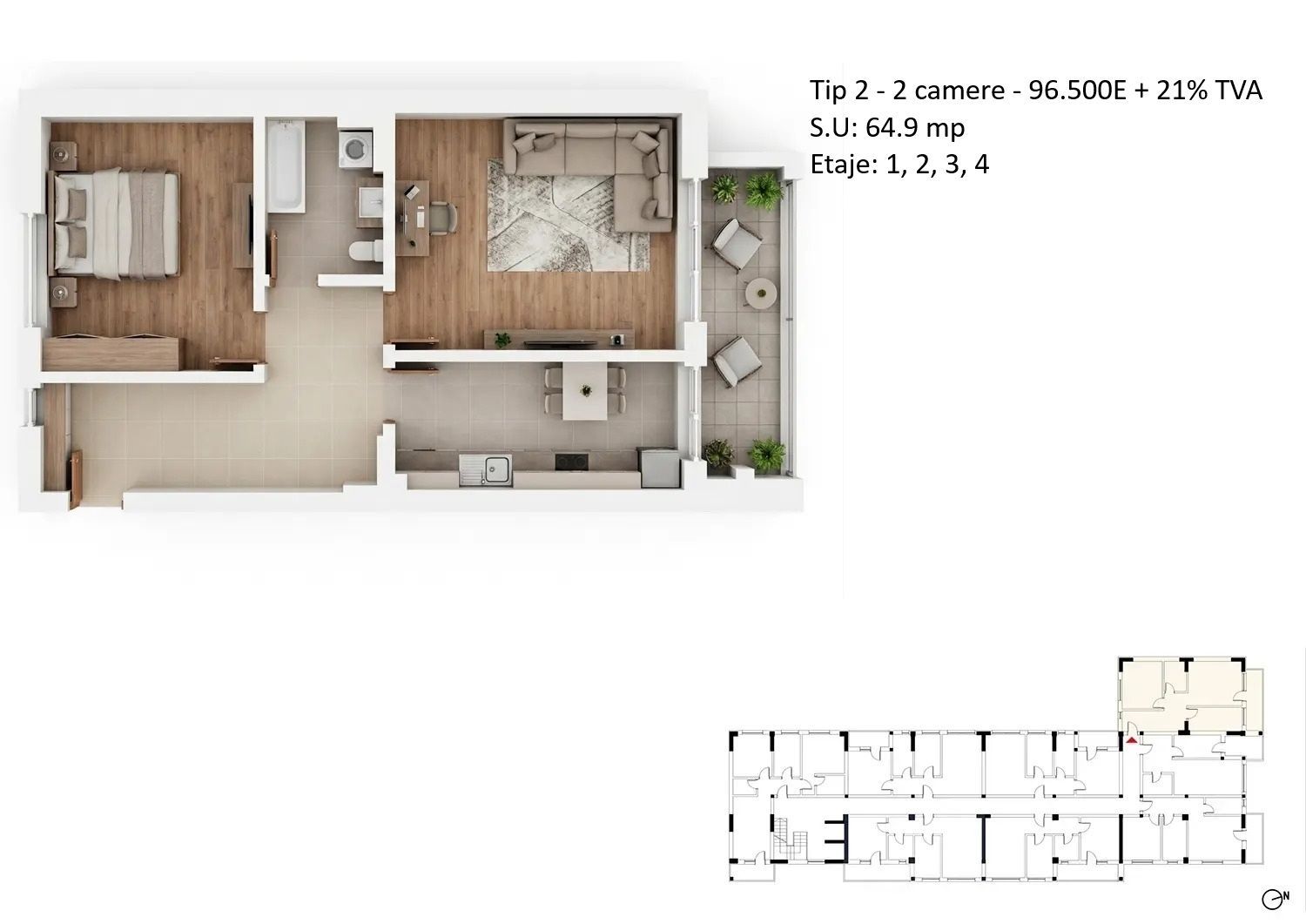 Apartamente 2 camere PLATINUM RESIDENCE Faza 3 - 2026 - Grand Arena - Schiță 31