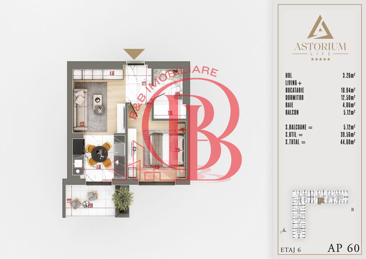 2 camere finisaje de calitate  proiect premium - Schiță 6