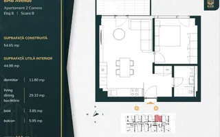 Apartament 2 camere LUX | Parcare | BHB | 249 000 + TVA - Poză 19