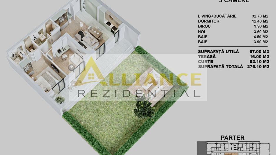 APARTAMENTE NOI CU CURTE PROPRIE | STR. BIRUINTEI I METROU - Poză 9