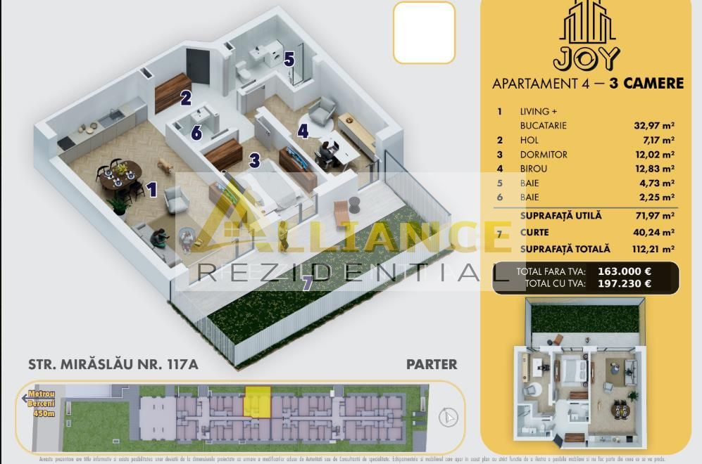 Metrou Berceni Ap 3 camere cu gradina Joy Rezidence - Poză 7