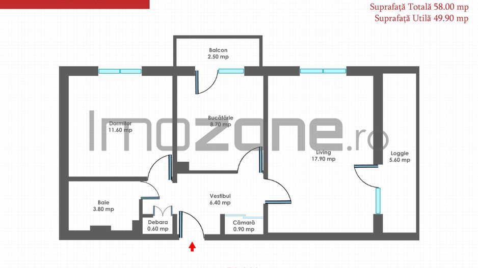Apartament 2 camere decomandat, constructie 1981, 2 balcoane, comision 0 - Poză 3