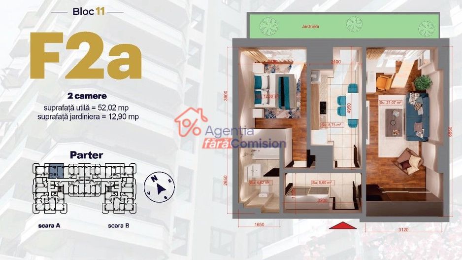 Apartament 1C, Copou, 43,4mp, 110000euro+TVA - Poză 7