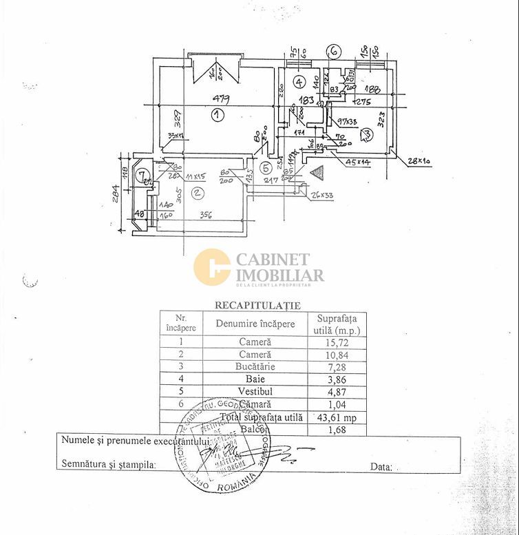 2 Camere | Decomandat | Central - Magheru | Etaj Intermediar | AIRBNB - Schiță 9