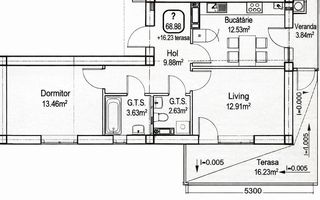 Vânzare, apartament, 2 camere, strada Durlești, Dumbrava - Schiță 18