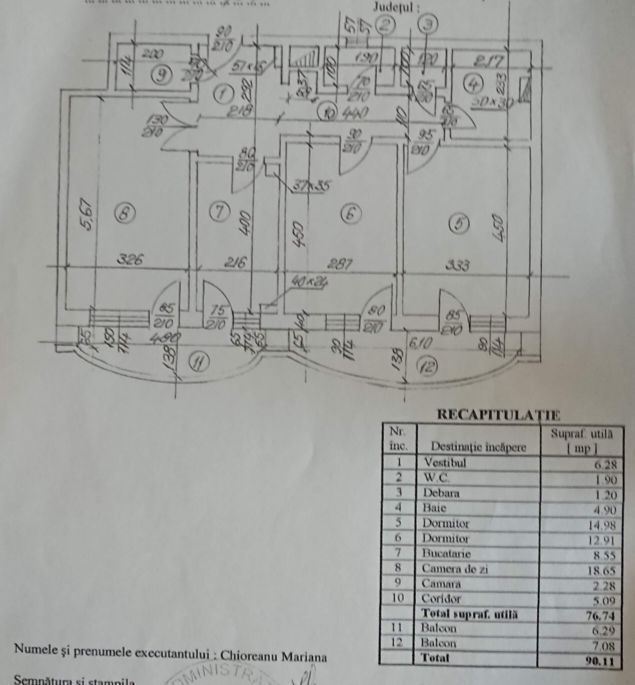 Apartament cu 3 camere 90,11 mp, bloc 1996 - Unirii - Poză 13