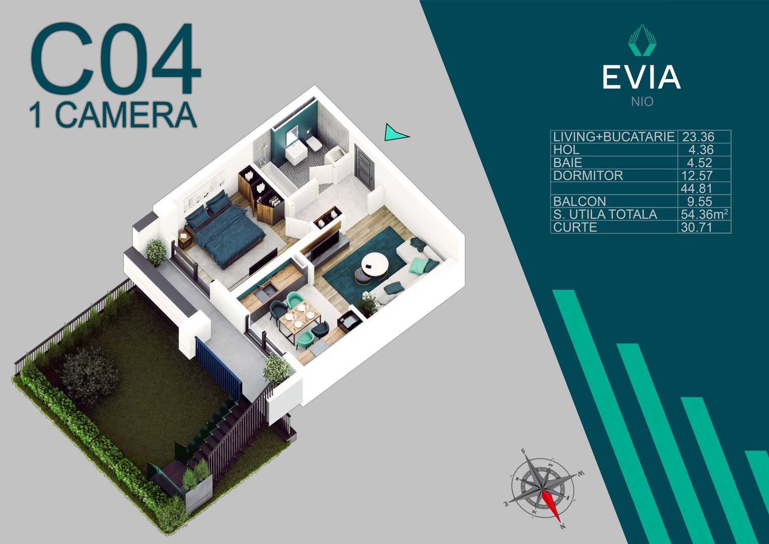 2 camere cu gradina proiect premium Metrou Nicolae Teclu - Schiță 6