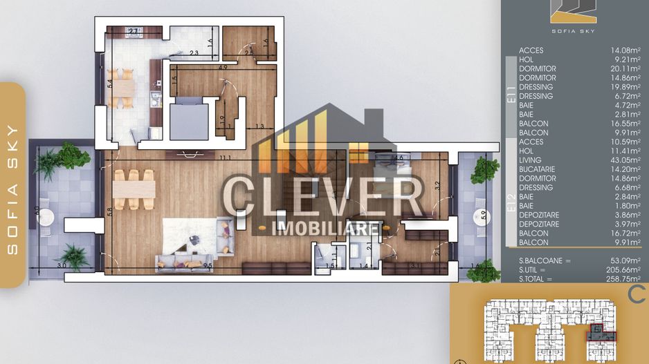 Penthouse duplex 4 cam 258 mp, lift privat, Pallady - Poză 6