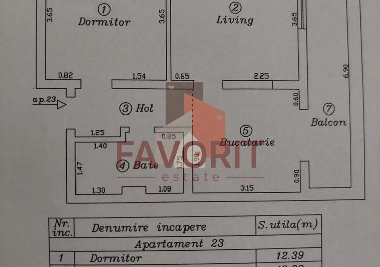 Decomandat. Mobilat si utilat. 2 balcoane. - Schiță 8