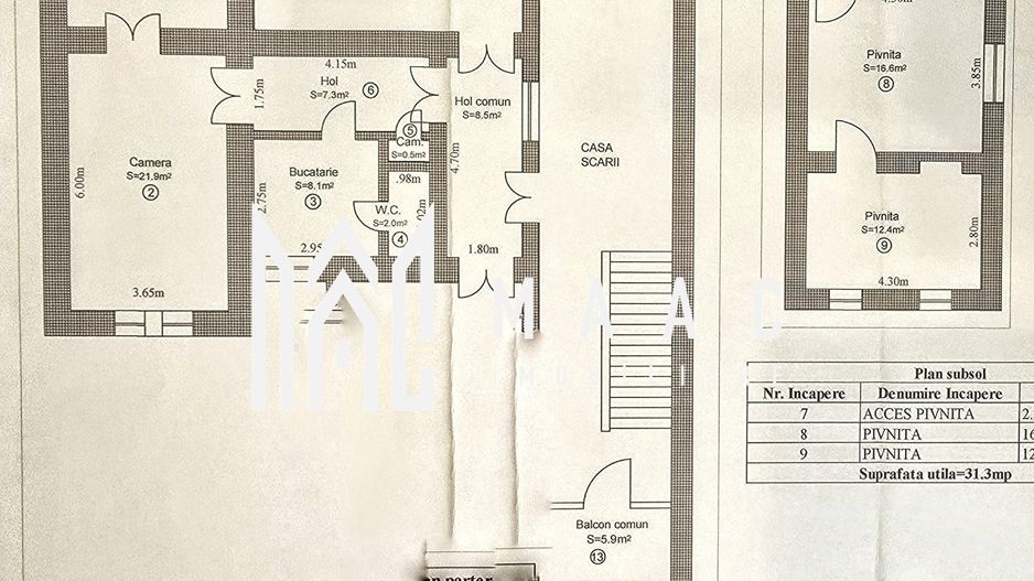 Apartament 2 camere garaj pivnita 31mp  zona Andrei Saguna - Schiță 2