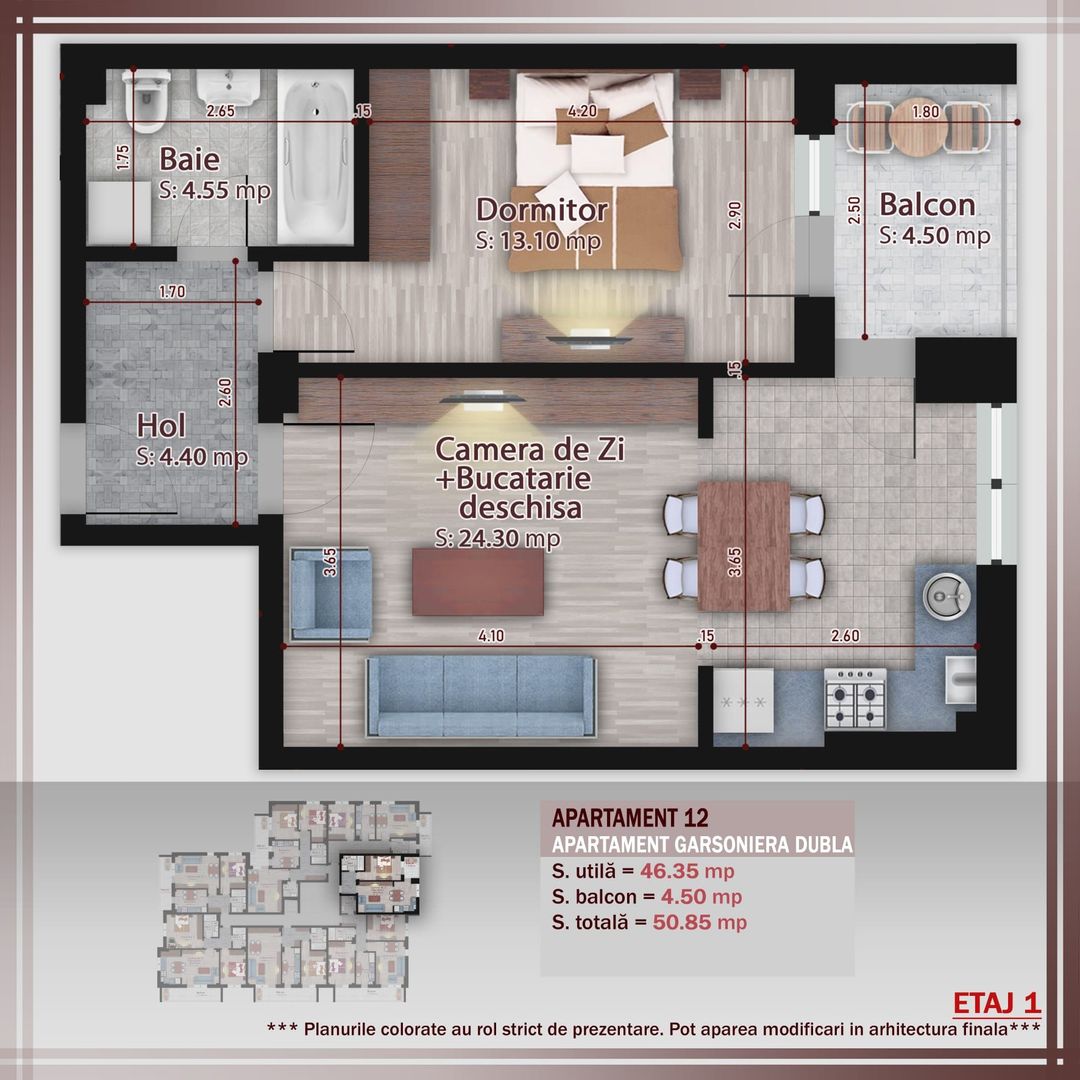 AP. 2CAM CU LIVING OPEN-SPACE IN BLOC PREMIUM P+3 / PALLADY! - Poză 1