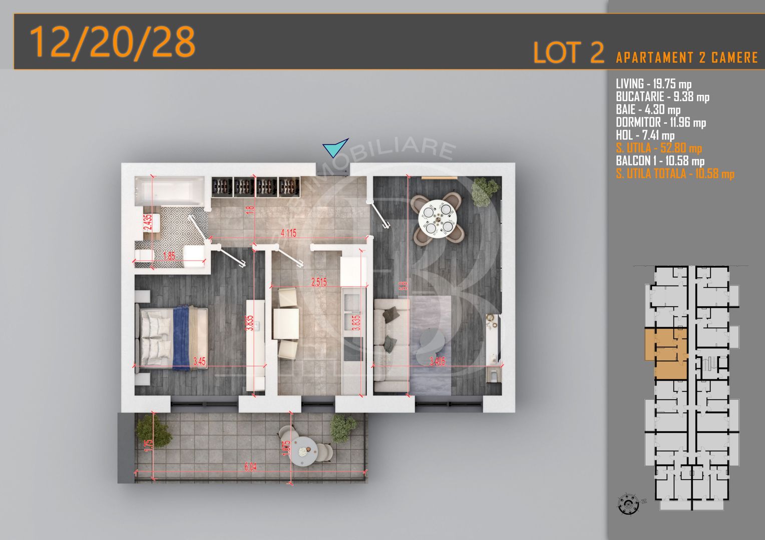 Apartament Decomandat 2 camere - Th. Pallady Metrou N. Teclu - Schiță 5