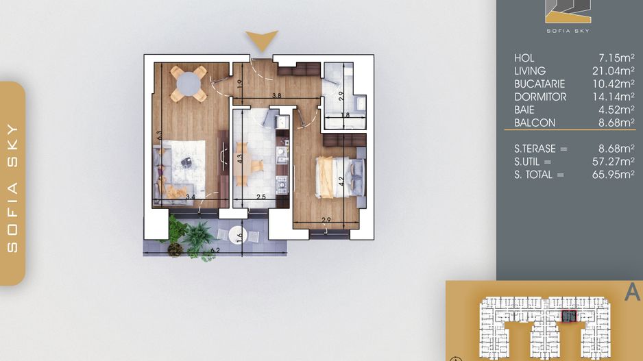Apartament 2 camere decomandat  Titan Pallady  700 m Metrou Nicolae Teclu - Schiță 2