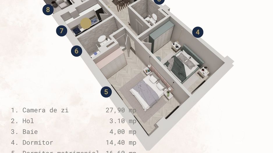 BERLIN 5 | Apartament 3 camere–Etaj 1-2-3, bloc nou + loc parcare - Poză 2