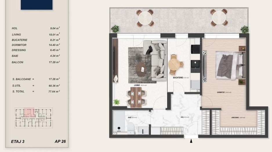 Apartament 2 camere  LA CHEIE Zona Pallady - Schiță 5