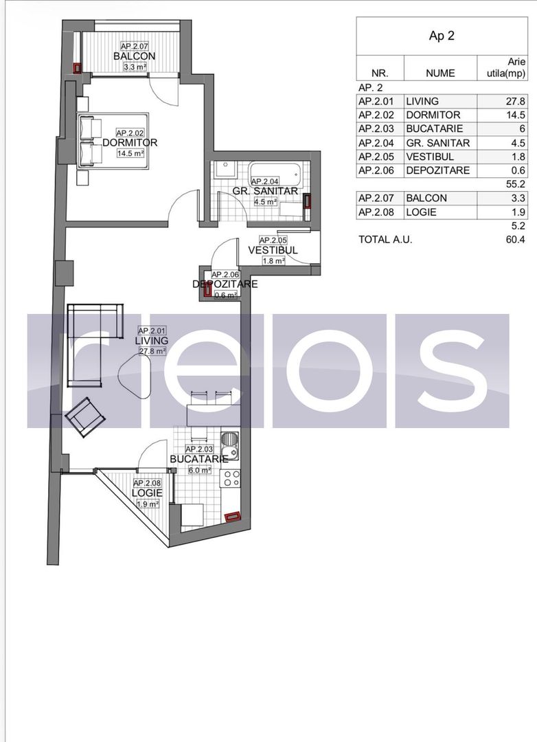 VANZARE APARTAMENT 2 CAMERE | LIZEANU | BLOC NOU | PARCARE | TERASA - Schiță 14