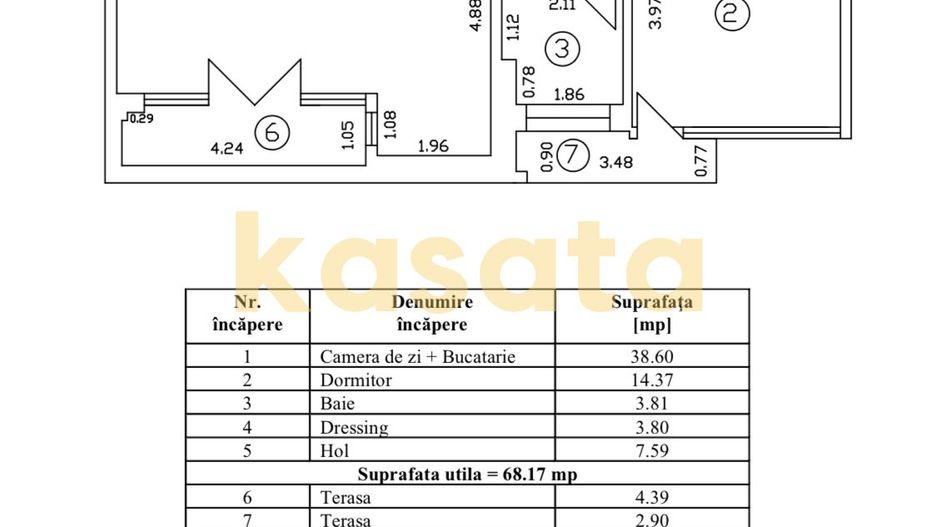 2 Camere de vânzare | mobilat și  utilat | Unirii | renovat 2023 - Schiță 24